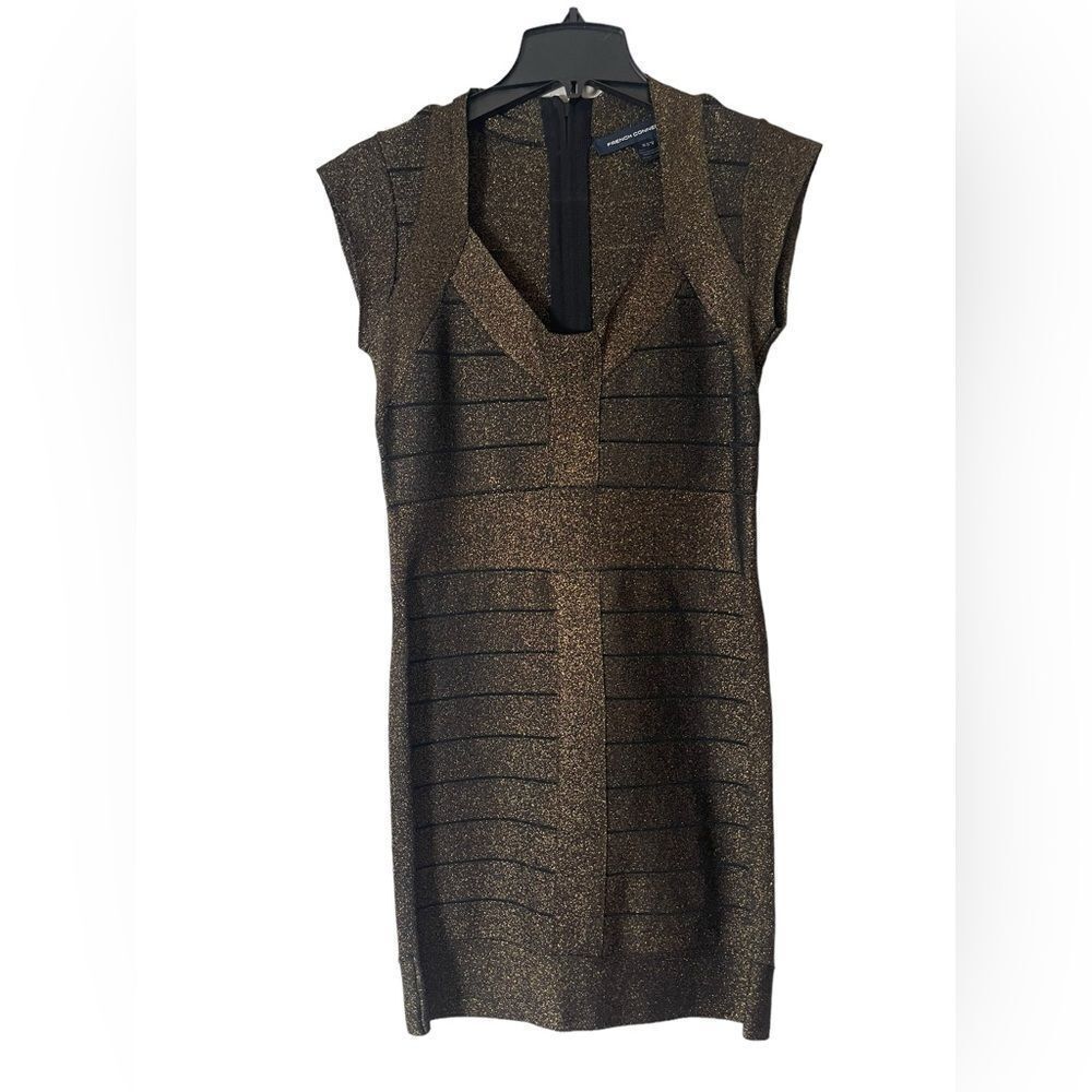 Sparkling Gold Flecked Black Bodycon Dress by French Connection